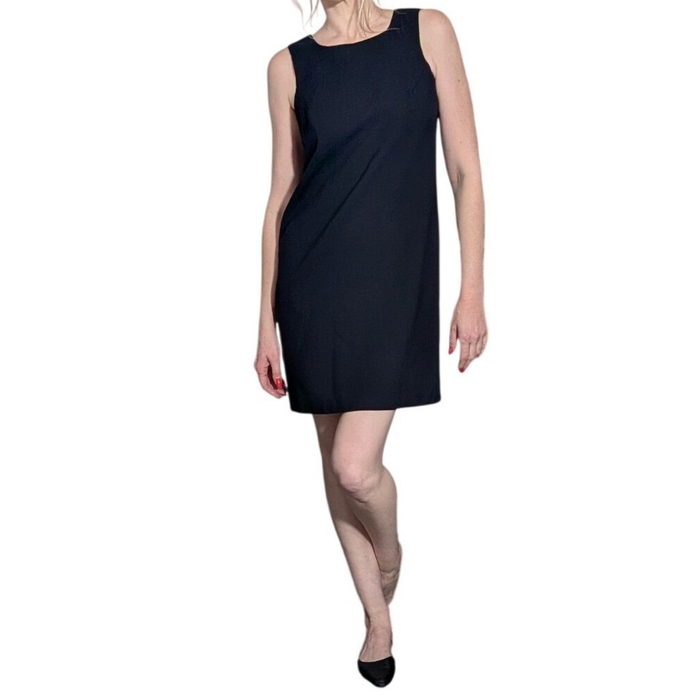 Vintage Bedford Fair Black Shift Dress Minimalist 90s Sleeveless Mini Size Small